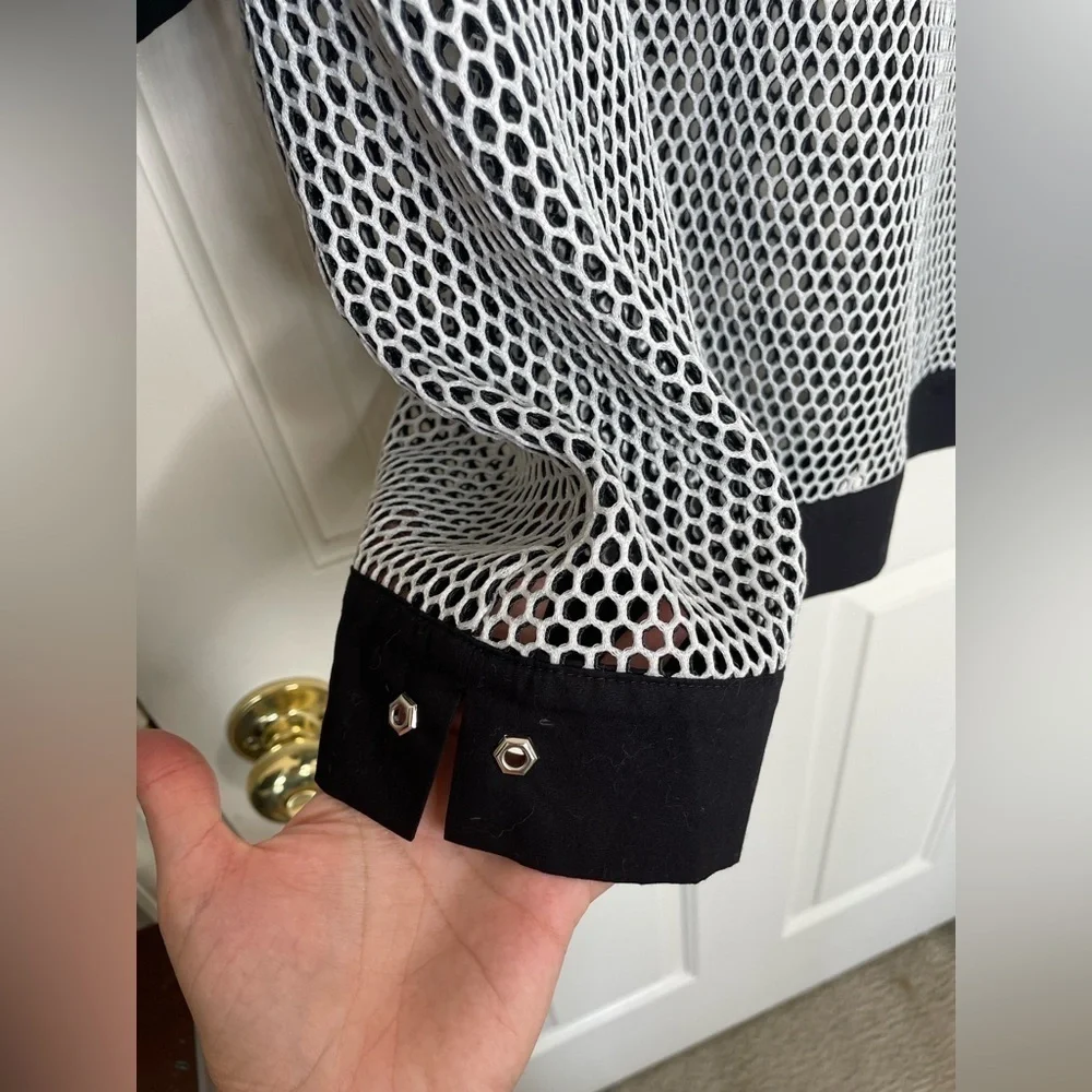 Hilton Hollis black and white mesh string tie swim vacation top shirt | XL - Picture 6 of 12